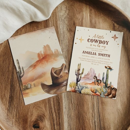 Een kleine cowboy Western Boy Brown Baby shower Kaart