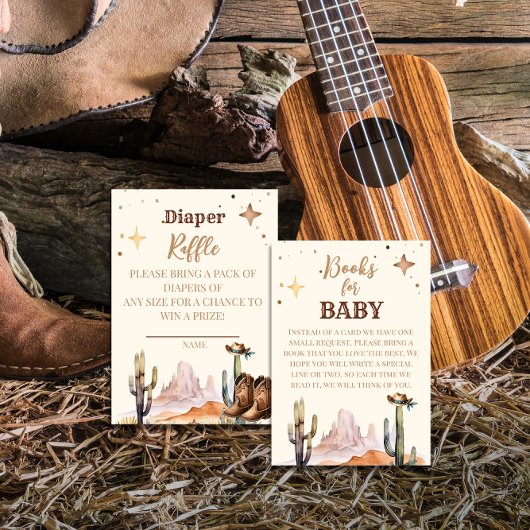 Een kleine Cowboy Western Boy Luier Raffle Informatiekaartje