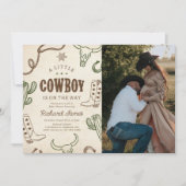 Een kleine cowboy western jongen baby shower foto kaart (Voorkant)