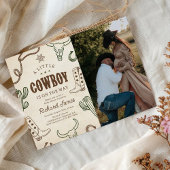 Een kleine cowboy western jongen baby shower foto kaart