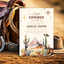 Een Kleine Cowboy Western Jongen Bruine Baby Showe