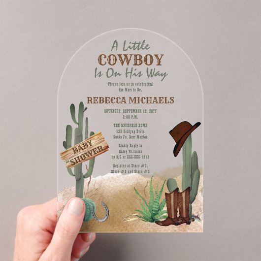 Een kleine Cowboy Westerne Baby shower uitnodiging (Insitu (Draagbaar))