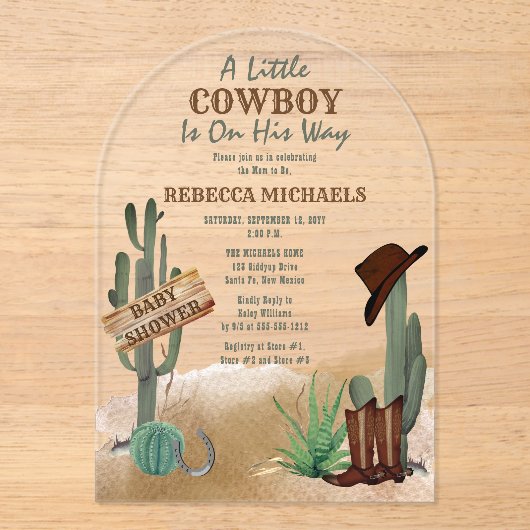 Een kleine Cowboy Westerne Baby shower uitnodiging (Voorkant)