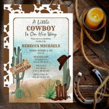 Een kleine Cowboy Westerne Baby shower uitnodiging