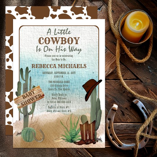 Een kleine Cowboy Westerne Baby shower uitnodiging