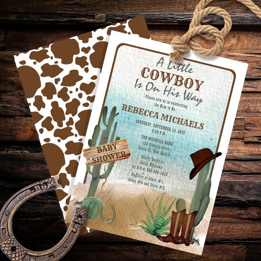 Een kleine Cowboy Westerne Baby shower uitnodiging