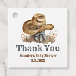 Een kleine cowboy westerne jongen baby shower dank bedankjes labels