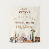 Een kleine cowboy wild west boy Baby shower welkom Wandkleed (Voorkant)