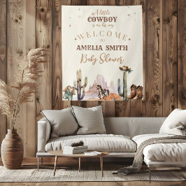 Een kleine cowboy wild west boy Baby shower welkom Wandkleed