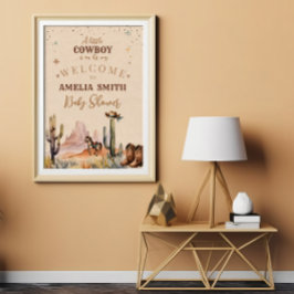 Een kleine Cowboy Wild West Boy Brown Baby shower Poster