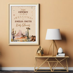 Een Kleine Cowboy Wild West Jongen Bruine Baby Bor Poster