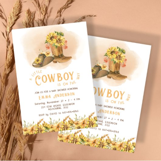 Een kleine cowboylaarzen Baby shower uitnodiging