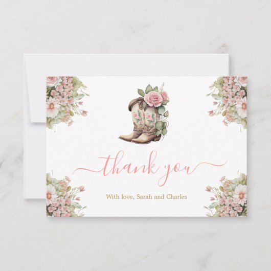 Een kleine Cowgirl Baby shower dank je kaart (Voorkant)