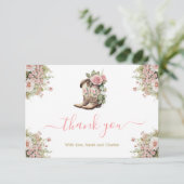 Een kleine Cowgirl Baby shower dank je kaart (Staand voorkant)