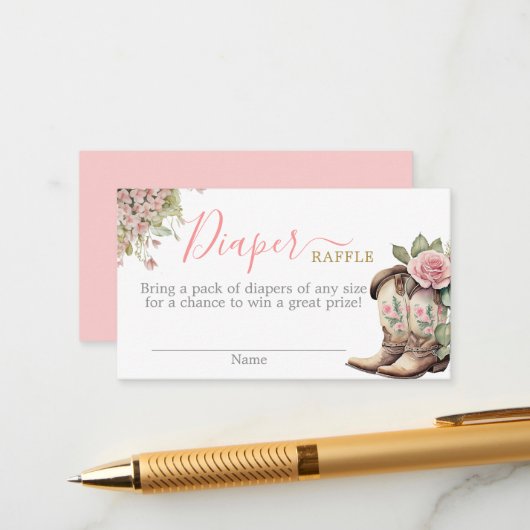 Een kleine Cowgirl Baby shower Girl Raffle Kaart (Voorkant / Achterkant in situ)