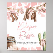 Een kleine Cowgirl Baby shower Luier Raffle Poster (Voorkant)