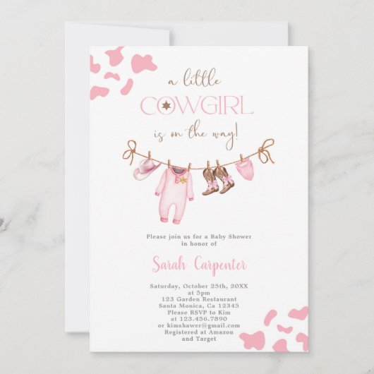 Een kleine Cowgirl Baby shower Meisje Kaart (Voorkant)