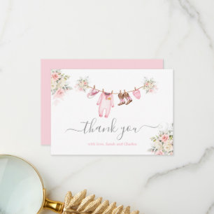 Een kleine Cowgirl Baby Shower Roze Bedankkaart