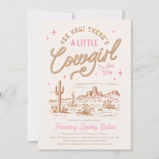 Een kleine cowgirl Baby shower uitnodiging (Voorkant)