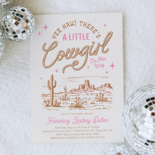 Een kleine cowgirl Baby shower uitnodiging