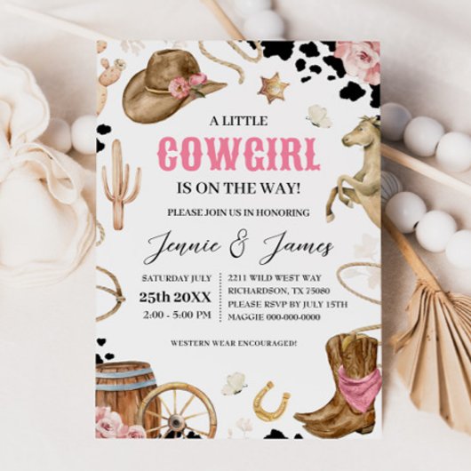 Een kleine cowgirl Baby shower uitnodiging