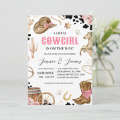 Een kleine cowgirl Baby shower uitnodiging (Staand voorkant)