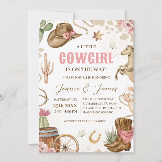Een kleine cowgirl Baby shower uitnodiging (Voorkant)