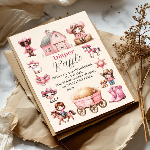 Een kleine cowgirl is onderweg! Diapper Raffle Informatiekaartje