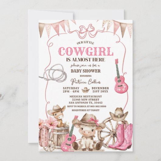 Een kleine cowgirl is onderweg naar Baby shower Kaart (Voorkant)
