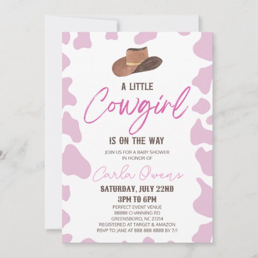 Een kleine cowgirl is onderweg! Rodeo-Baby shower Kaart (Voorkant)
