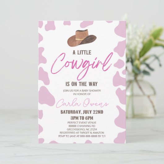 Een kleine cowgirl is onderweg! Rodeo-Baby shower Kaart (Staand voorkant)