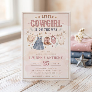 Een Kleine Cowgirl Is Op Komst Meisje Baby Shower Kaart