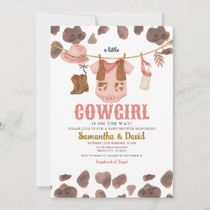 Een kleine cowgirl is op weg naar het Baby shower Kaart