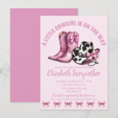 Een kleine Cowgirl Pink Bows Baby shower Kaart (Voorkant / Achterkant)