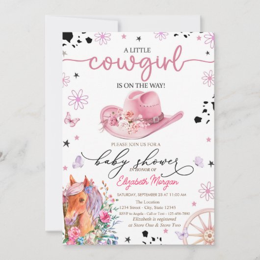 Een kleine cowgirl Pony Baby shower Kaart (Voorkant)