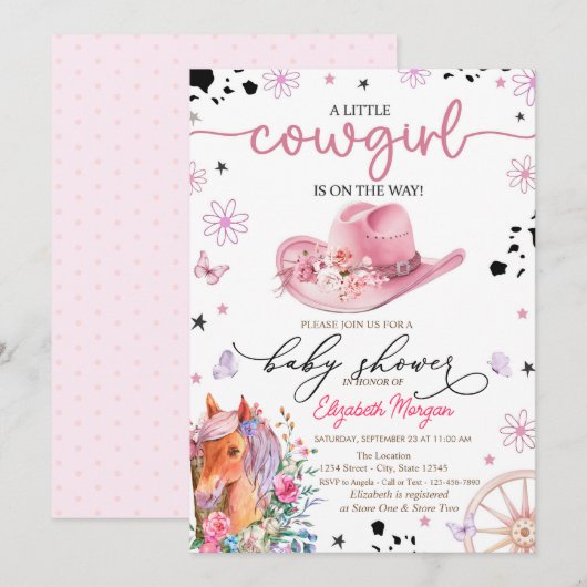 Een kleine cowgirl Pony Baby shower Kaart (Voorkant / Achterkant)