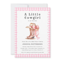 Een kleine Cowgirl Roze Baby shower Uitnodiging