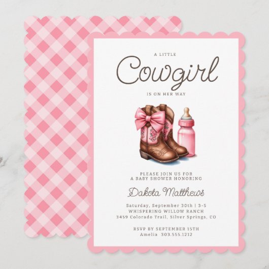 Een kleine cowgirl roze Western Rodeo Baby shower Kaart (Voorkant / Achterkant)