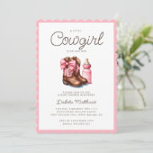 Een kleine cowgirl roze Western Rodeo Baby shower Kaart (Staand voorkant)