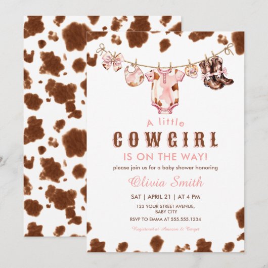 Een kleine Cowgirl Westerne Clothesline Baby showe Kaart (Voorkant / Achterkant)