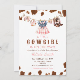Een kleine Cowgirl Westerne Clothesline Baby showe Kaart