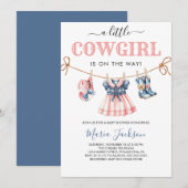 Een kleine Cowgirl Wild West Blue meisje Baby show Kaart (Voorkant / Achterkant)