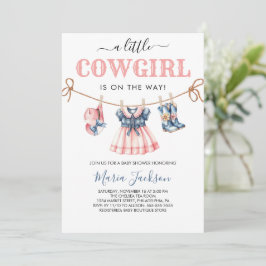 Een kleine Cowgirl Wild West Blue meisje Baby show Kaart