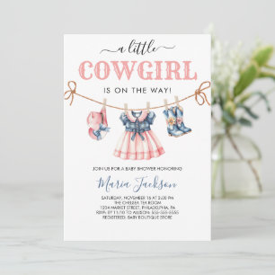 Een kleine Cowgirl Wild West Blue meisje Baby show Kaart