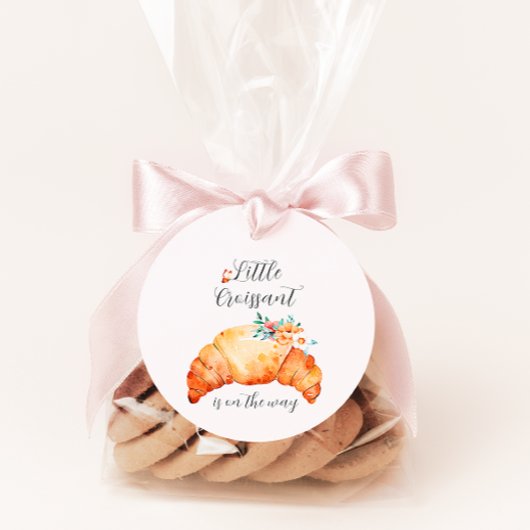 Een kleine croissant is onderweg naar het Baby sho Bedankjes Labels