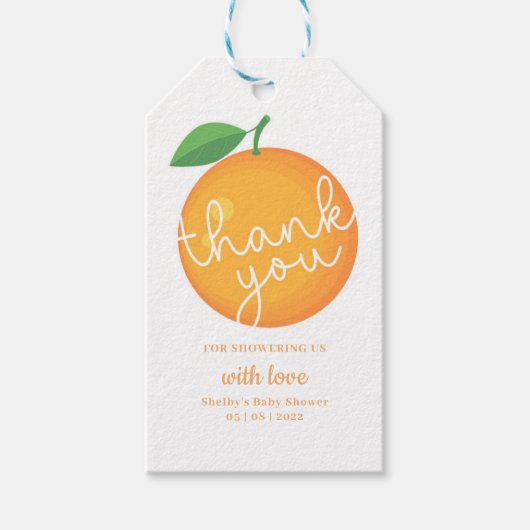 Een kleine Cutie, Baby shower, bedankt label, sina Cadeaulabel (Voorkant)