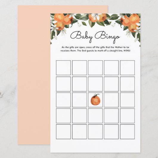 Een kleine Cutie Baby shower games | Baby Bingo Ga (Voorkant / Achterkant)