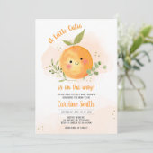 Een kleine Cutie Citrus Oranje Baby shower Kaart (Staand voorkant)