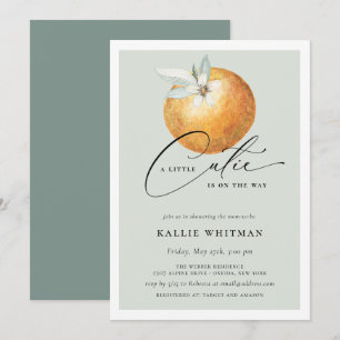 Een kleine Cutie Citrus Oranje Baby shower Kaart