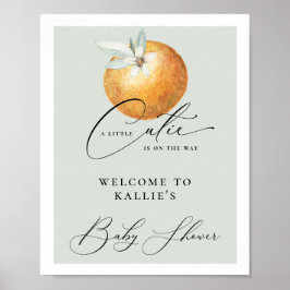 Een kleine Cutie Citrus Oranje Baby shower Poster
